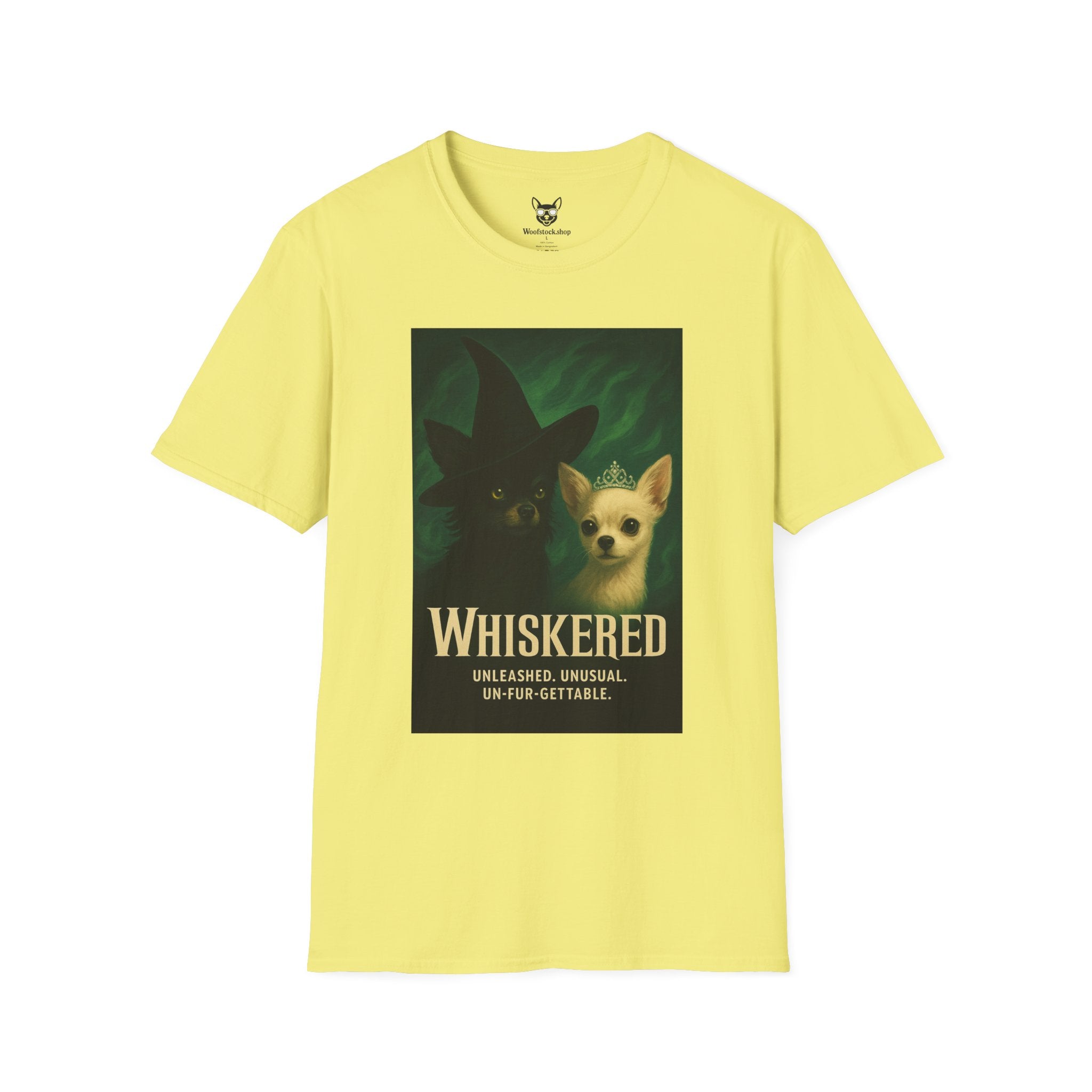 Wicked Broadway Poster Dog Parody Unisex Softstyle T-Shirt -- Funny Dog Shirt for Broadway and Dog Lovers